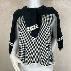 🔥Talbots Made in Italy Black White Checker Cardigan Sweater Set Women Size S